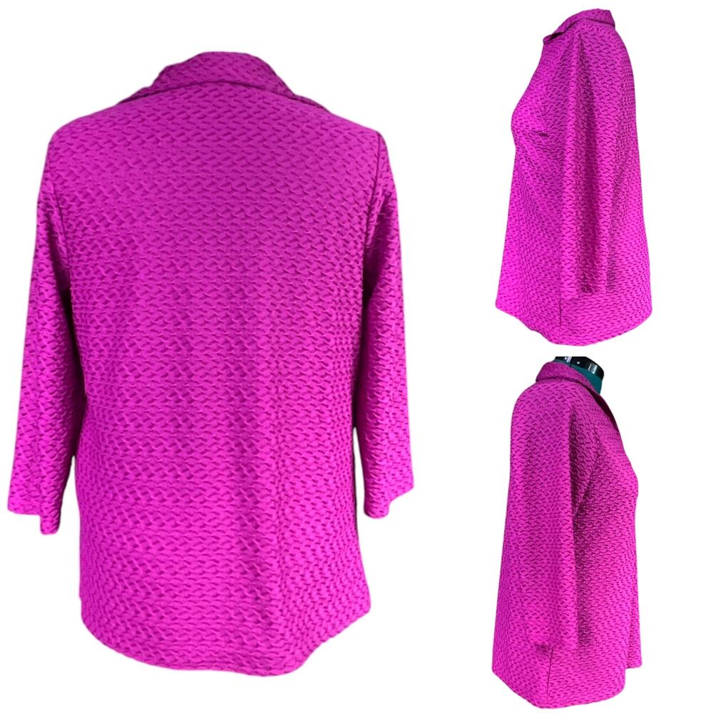 Lane Bryant Textured 3/4 Sleeve Collared Tunic Blouse Plus Size 14/16 Hot Pink - Picture 2 of 14